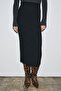 Women's Midi Skirt with Slit at the Back and Zipper Closure - 6