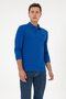 Men's Slim Fit Polo Collar Blue Basic Sweatshirt 50307687-Vr212