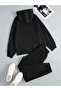 Brooklyn USA Winter Bottom Top Set Sweatshirt Tracksuit Bottoms - Black Printed Oversize Hoodie - 2