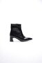 Women's Patent Leather Boots Pointed Toe Heeled Zippered Black Li̇za - 3