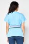 Women Crew Neck Short Sleeve Embroidered Top, Blue - 4