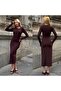 Trend Finger-Through Detail Bodycon Brown Long Sleeve Dress