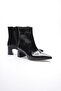 Women's Patent Leather Boots Pointed Toe Heeled Zippered Black Li̇za - 2