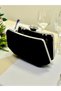 Black Color Suede Stone Pearl Detailed Handle Women's Evening Dress Bag Wedding Engagement Graduation - 4