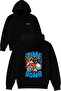 Time Bomb Design Printed Oversized Black Hooded Sweatshirt