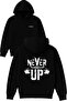 Never Give up 1 Design Printed Oversized Black Hooded Sweatshirt
