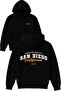 San Diego California Design Printed Oversized Black Hooded Sweatshirt