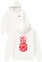 Heart-Shaped Pineapple Design Printed Oversized White Hooded Sweatshirt