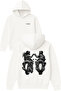 Motorcycle Rider Male Female Design Printed Oversized White Hooded Sweatshirt