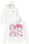 Sweet Lovely Cat Design Printed Oversized White Hooded Sweatshirt