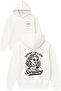 Sorry, I'M Late Design Printed Oversized White Hooded Sweatshirt