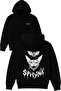 Sphanks Danger Cat Design Printed Oversized Black Hooded Sweatshirt