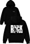 We Will Rock You Design Printed Oversized Black Hooded Sweatshirt