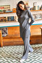 Women's Anthracite Corded Fabric Piece Set Tkm-19000457