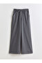 Gray Elastic Waist Striped Girls' Pants
