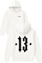 Number 13 Design Printed Oversized White Hooded Sweatshirt