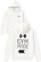 Gym Mode on Design Printed Oversized White Hooded Sweatshirt