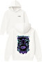 The Grid Design Printed Oversized White Hooded Sweatshirt