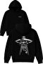 Ufo Pulling Bike Design Printed Oversized Black Hooded Sweatshirt
