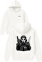 Ghost Commando Design Printed Oversized White Hooded Sweatshirt