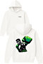 Green Gloves Muhammad Ali Design Printed Oversized White Hooded Sweatshirt