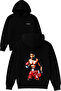 Muhammad Ali Design Printed Oversized Black Hooded Sweatshirt