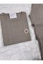 Mink Cotton Collar and Leg Flower Detail Lace-Like Knit /Perforated Long Sleeve Pajama Set - 3