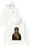 Palestinian Man Design Printed Oversized White Hooded Sweatshirt