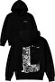 London L Design Printed Oversized Black Hooded Sweatshirt