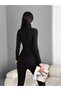 Women's Diver Suit Fabric Zipper Detail Inner Fleece Women's Thermal Jumpsuit - 5