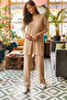 Women's Stone Corded Fabric Bottom and Top Set Tkm-19000457 - 3