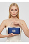 Navy Blue Crystal Silver Stone Satin Evening Dress Bag, Elegance with Metal Handle