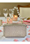 Gold Laser Striped Patterned Pearl Evening Dress Bag Night Wedding Portfolio - 2