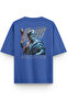 Unisex Yarı Oversized Tshirt Zeus Sırt Printed Sax Blue T-Shirt 1405