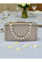 Gold Laser Striped Patterned Pearl Evening Dress Bag Night Wedding Portfolio - 4