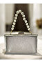 Gold Imported Crocodile Laser Glitter Patterned Pearl Detailed Evening Dress Bag - 2