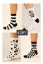Cow Patterned Black and White Cotton College Socks Set - 4 Pieces