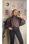 Suede Bitter Brown Shoulder Pad Piece Design Bomber Jacket - 4