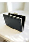 Black Patterned Patent Leather Evening Dress Bag - 4