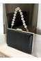 Black Patterned Patent Leather Evening Dress Bag - 2
