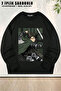 Unisex Loose Fit Attack on Titan Levi Ackerman Anime Printed Oversize Crew Neck Sweatshirt