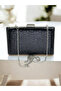 Black Patterned Patent Leather Evening Dress Bag - 5