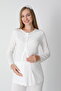 Women's Ecru Jacquard Shawl Collar Lace Winter Special Design Maternity Pajama Set - 3