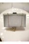 Gold Imported Glittery Pearl Handle Patterned Women's Evening Dress Bag - 5