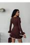 Women Sleeve and Hem Piped Ruffled Mini Dress - 7