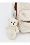 Beige Bear Teddy Embroidered Plush Girl's Backpack - 3