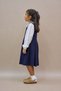 Navy Blue Pleated Polyviscose Jile Dress and Girl's Dress Mother-Daughter Combination (Sold as Single) - 3