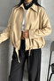 Woven Suede Bomber Jacket - Cream - 5