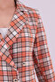 Women's Orange-Beige Double-Breasted Collar Tweed Crop Jacket Arm-24K001014 - 3
