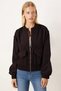 Women's Brown Bomber Cashmere Coat with Pockets and Elasticated Sleeves and Waist Arm-26K001027